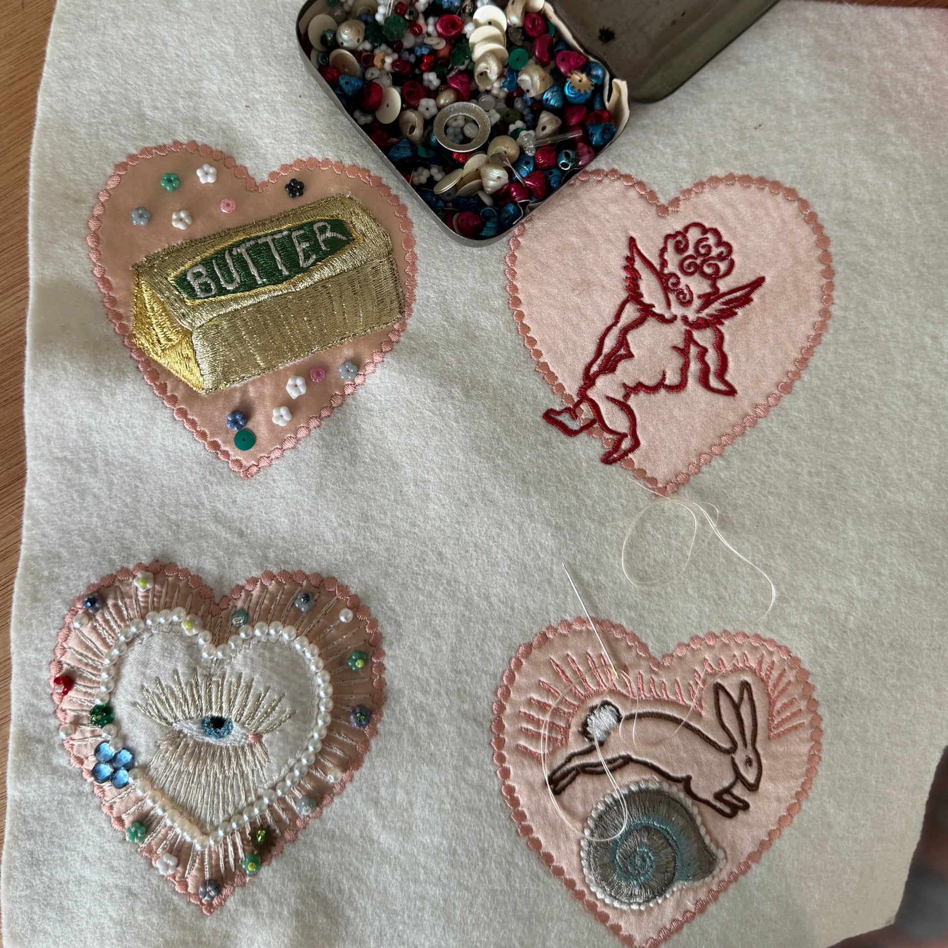 the heart decorations in the making process