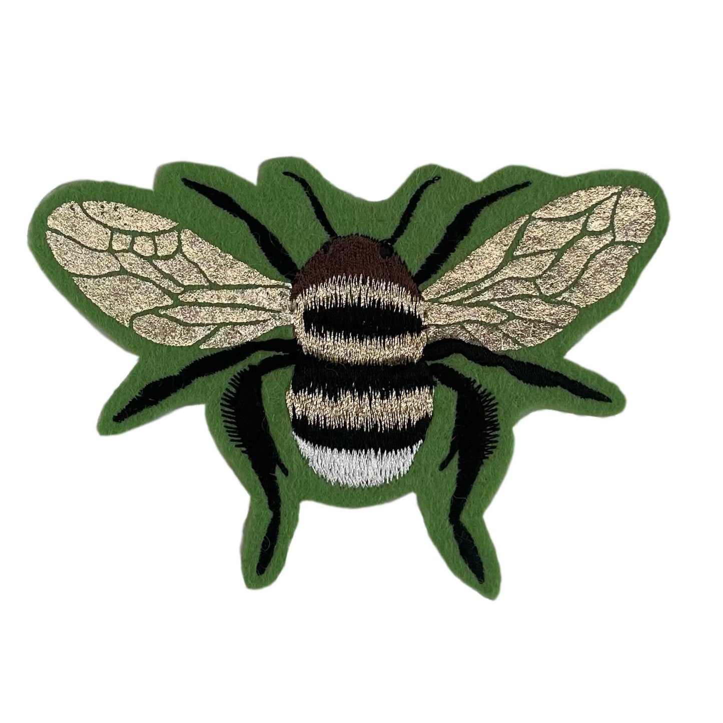 Gold Foil Screen Printed & Embroidered Bee Patch