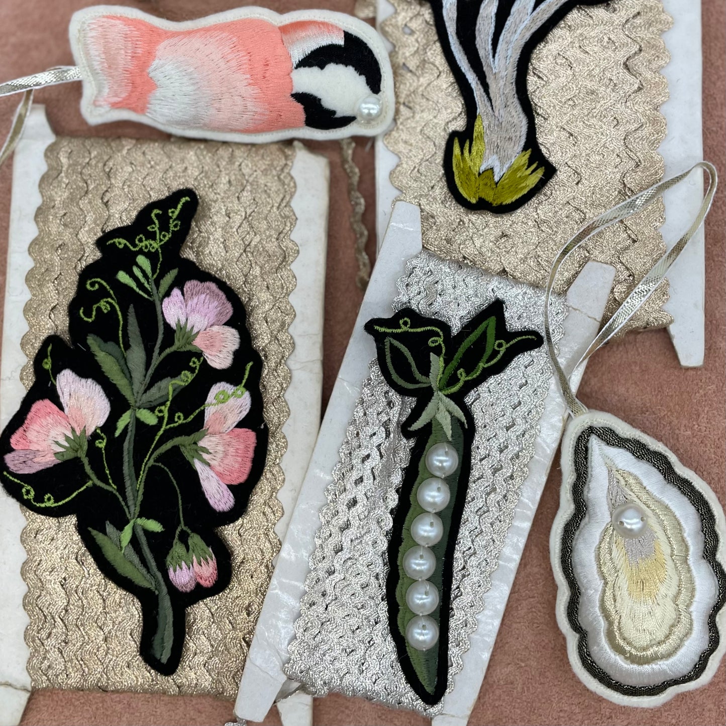Embroidery on vintage trim