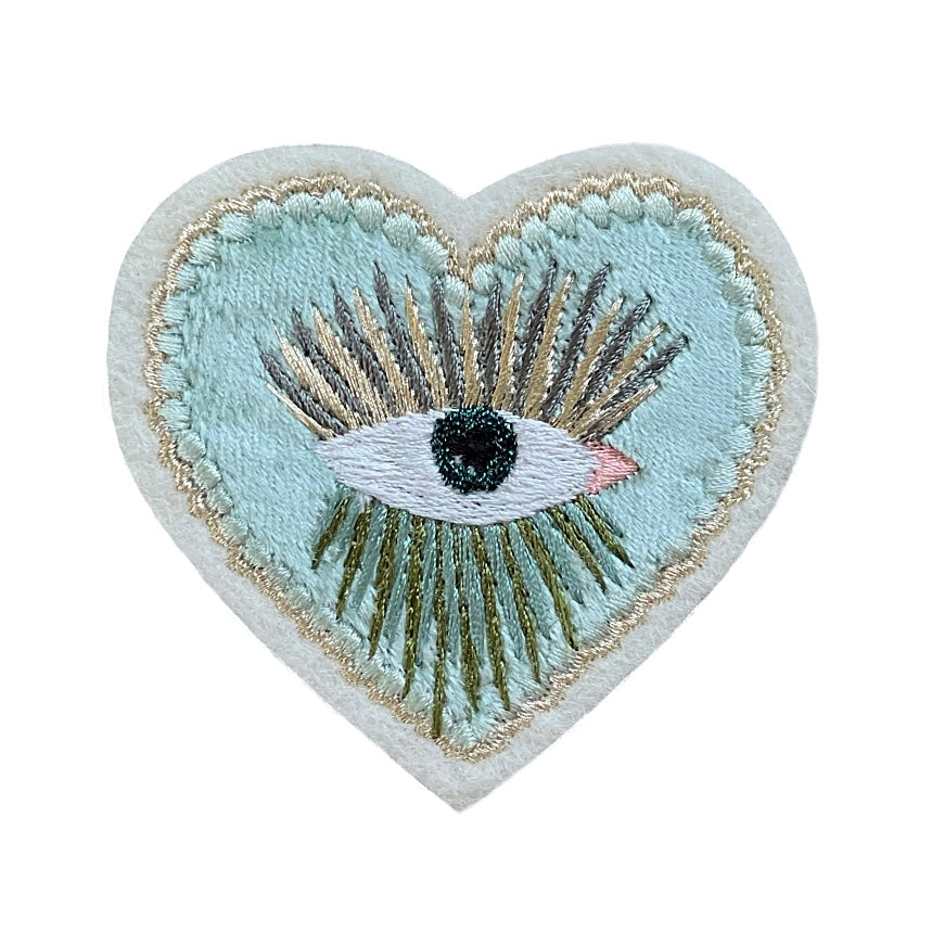 Small Heart and Eye embroidered patch