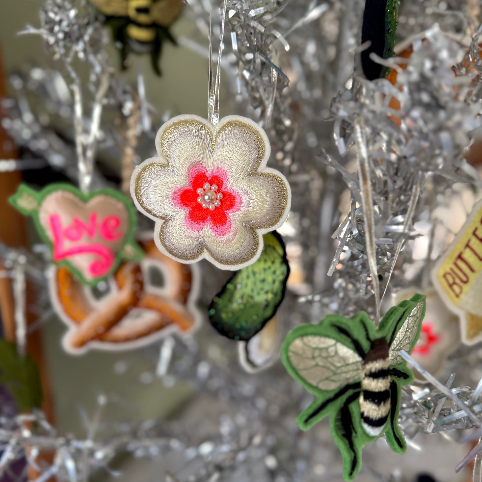 Flower decoration hanging in tree