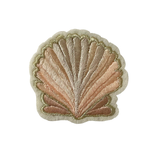 Peach shell embroidered patch