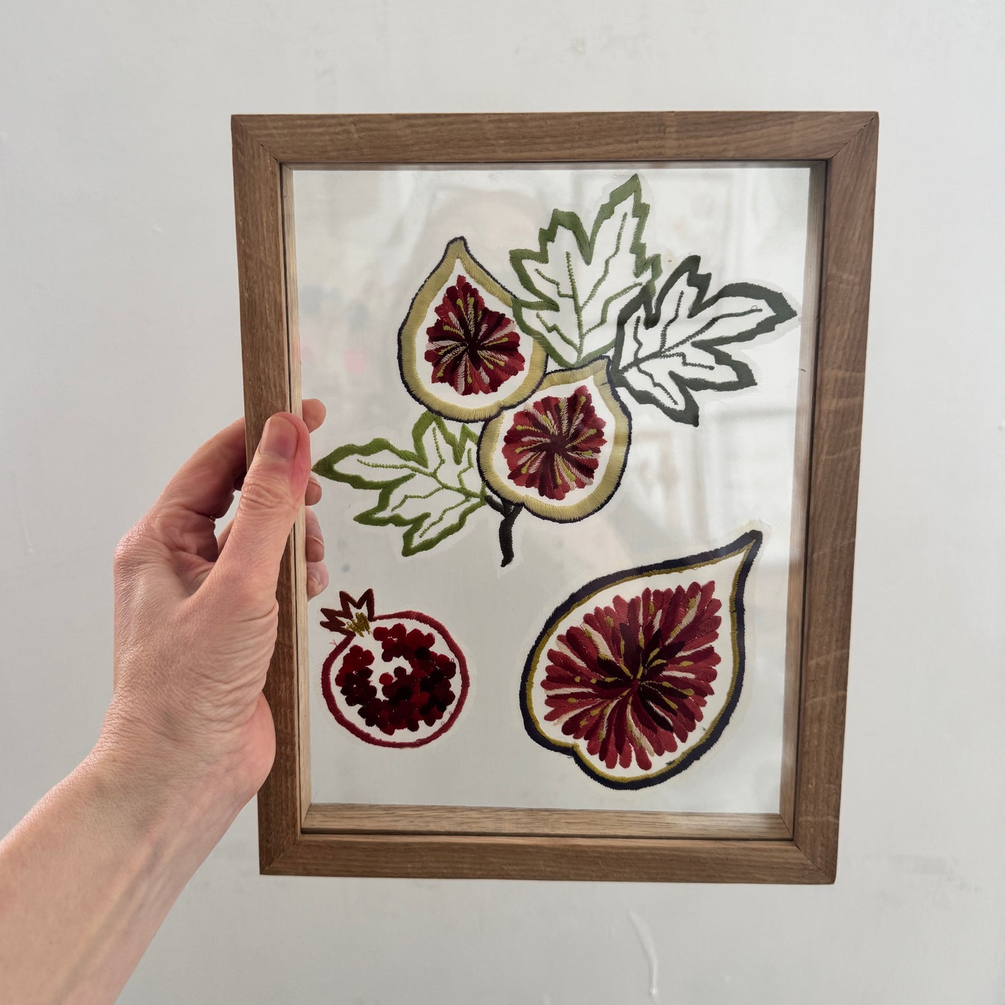 Sheer Silk Fig & Pomegranate Floating Framed Artwork - Sample Piece