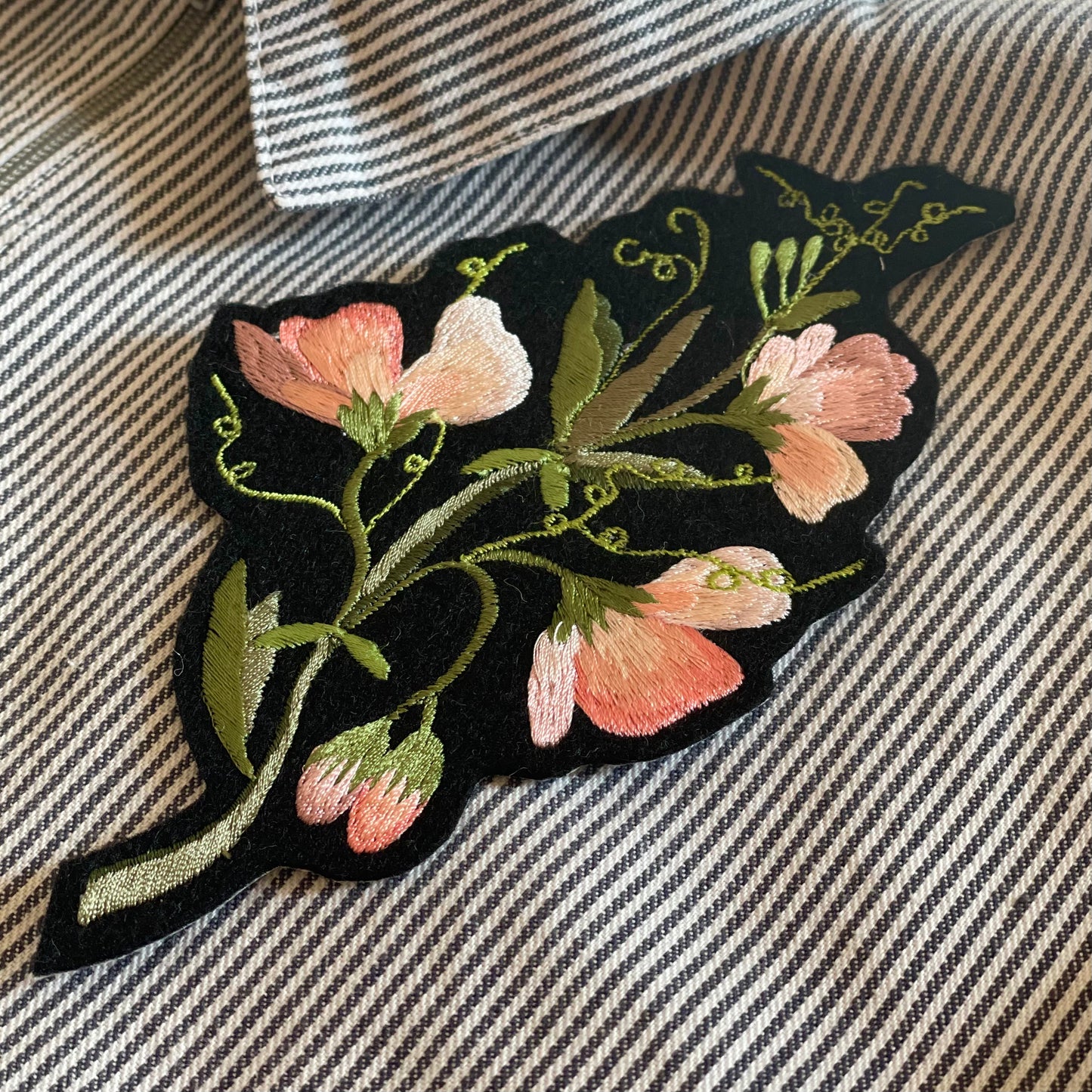 Sweet Pea Embroidered Patch