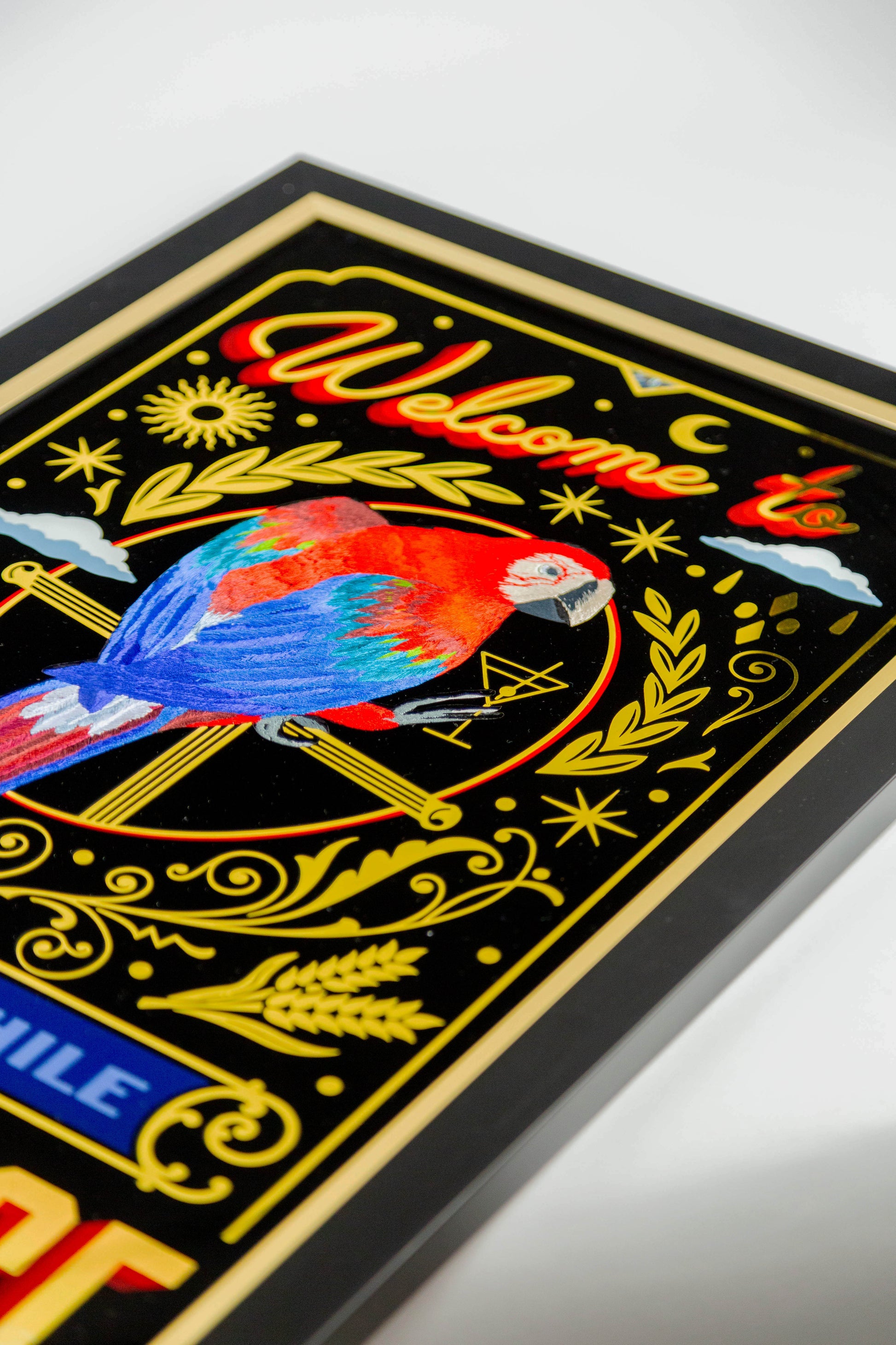 parrot artwork frame detail