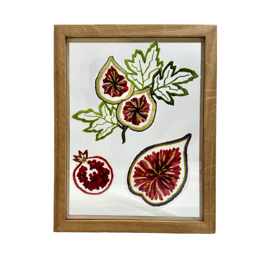 Sheer Silk Fig & Pomegranate Floating Framed Artwork - Sample Piece