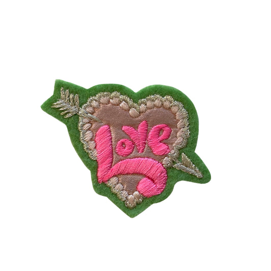 Love embroidered patch on white background