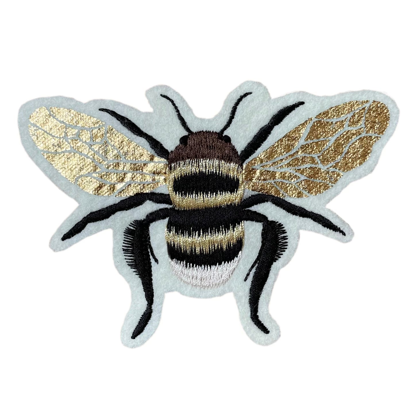Gold Foil Screen Printed & Embroidered Bee Patch