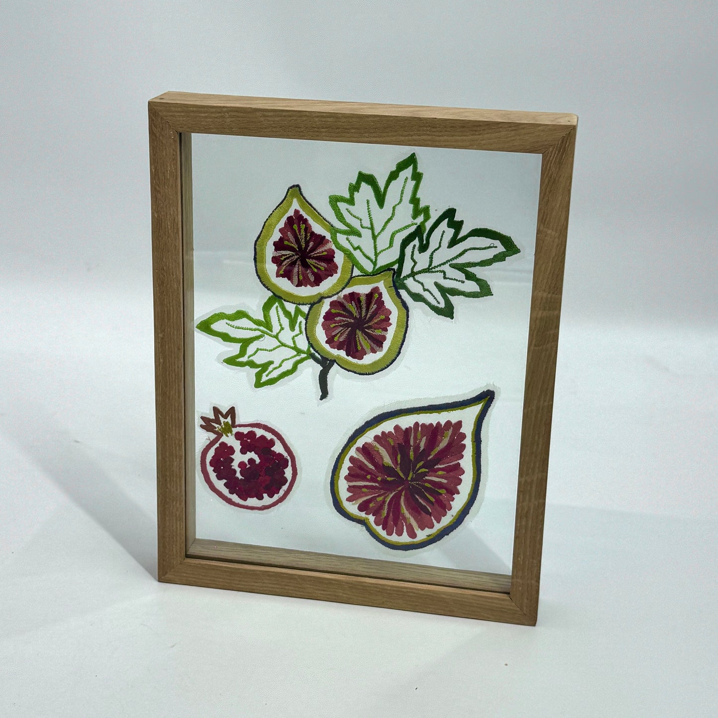Sheer Silk Fig & Pomegranate Floating Framed Artwork - Sample Piece