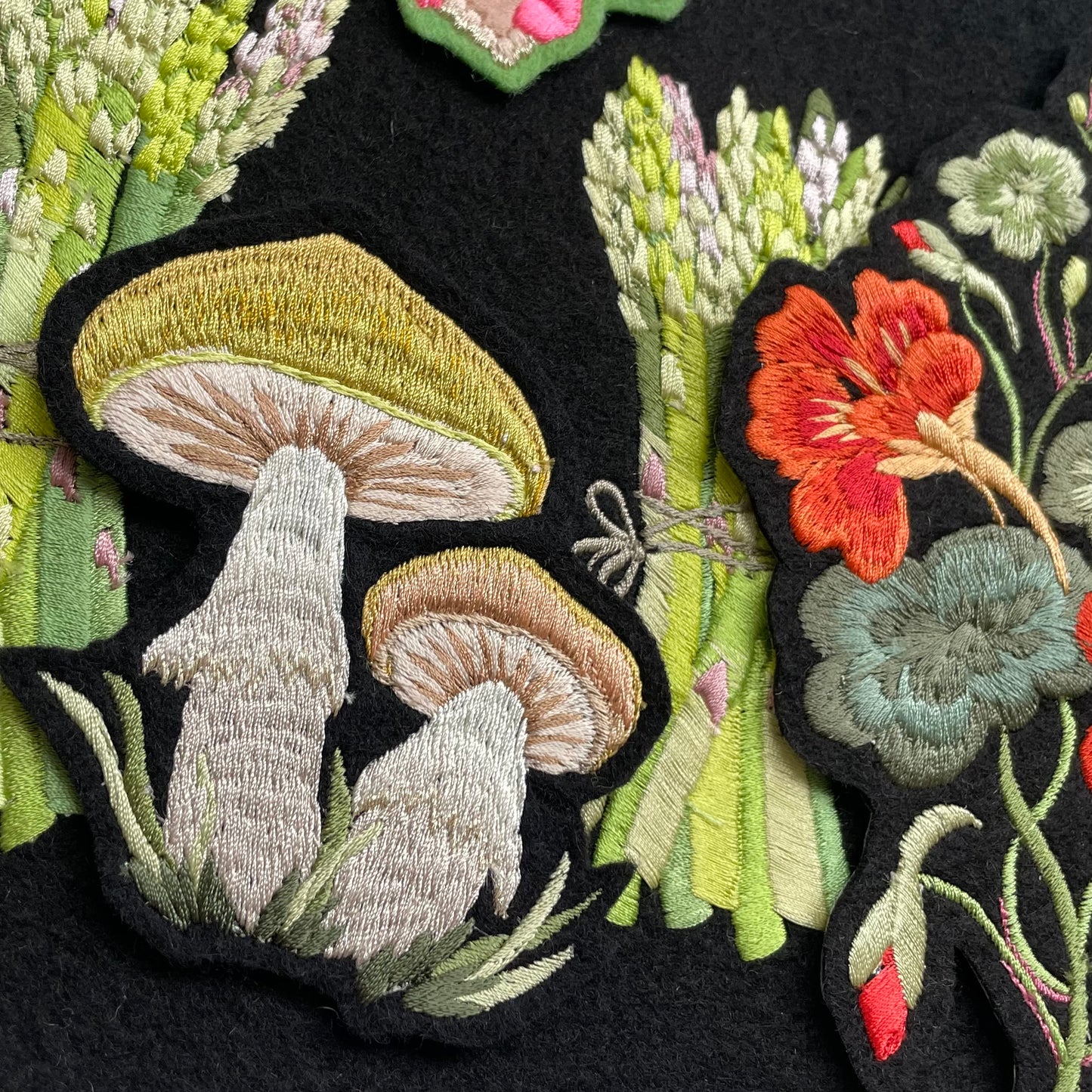 Green And Brown Chestnut Mushroom Embroidered Patch