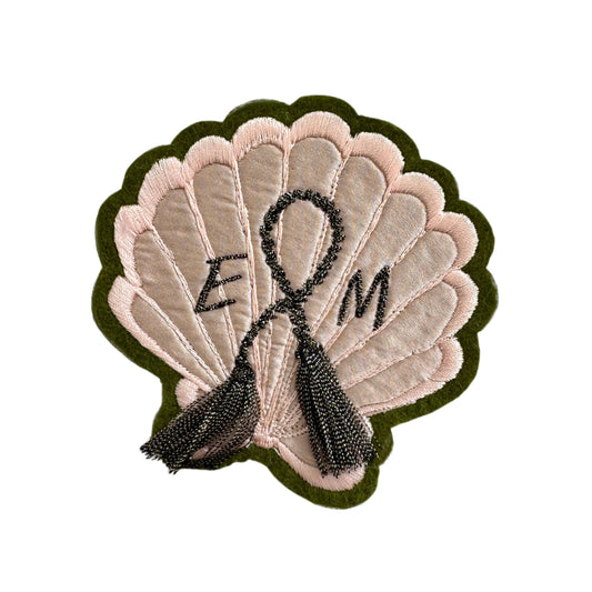Silk Appliqué Shell with Tassel Rope Embroidered Patch