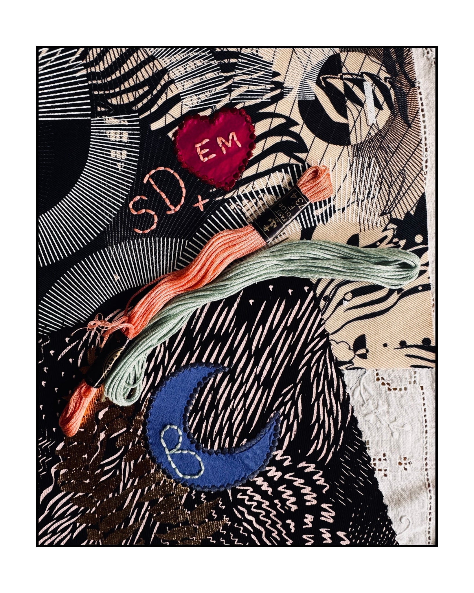 Sophie Darling prints with Ellie Mac Embroidery details