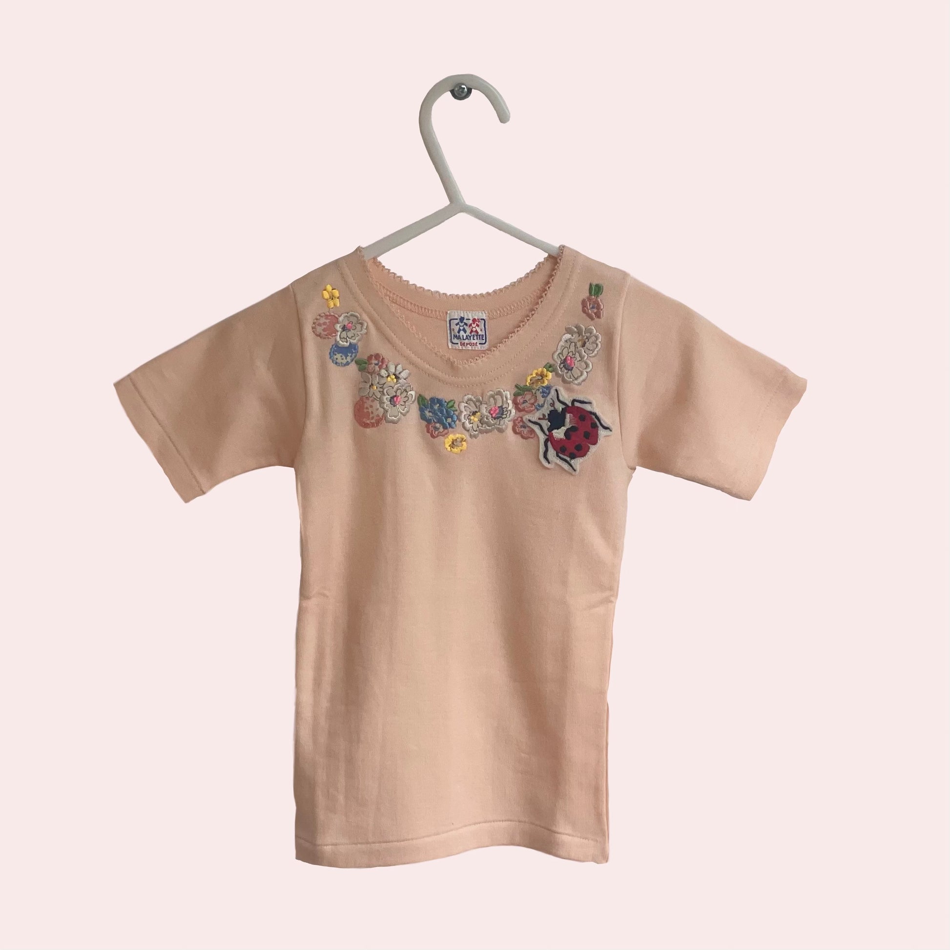 Peach T-Shirt With Ladybird Embroidered Patch