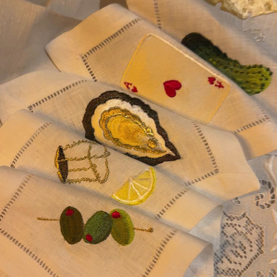 Video of cocktail party themed coaster napkins