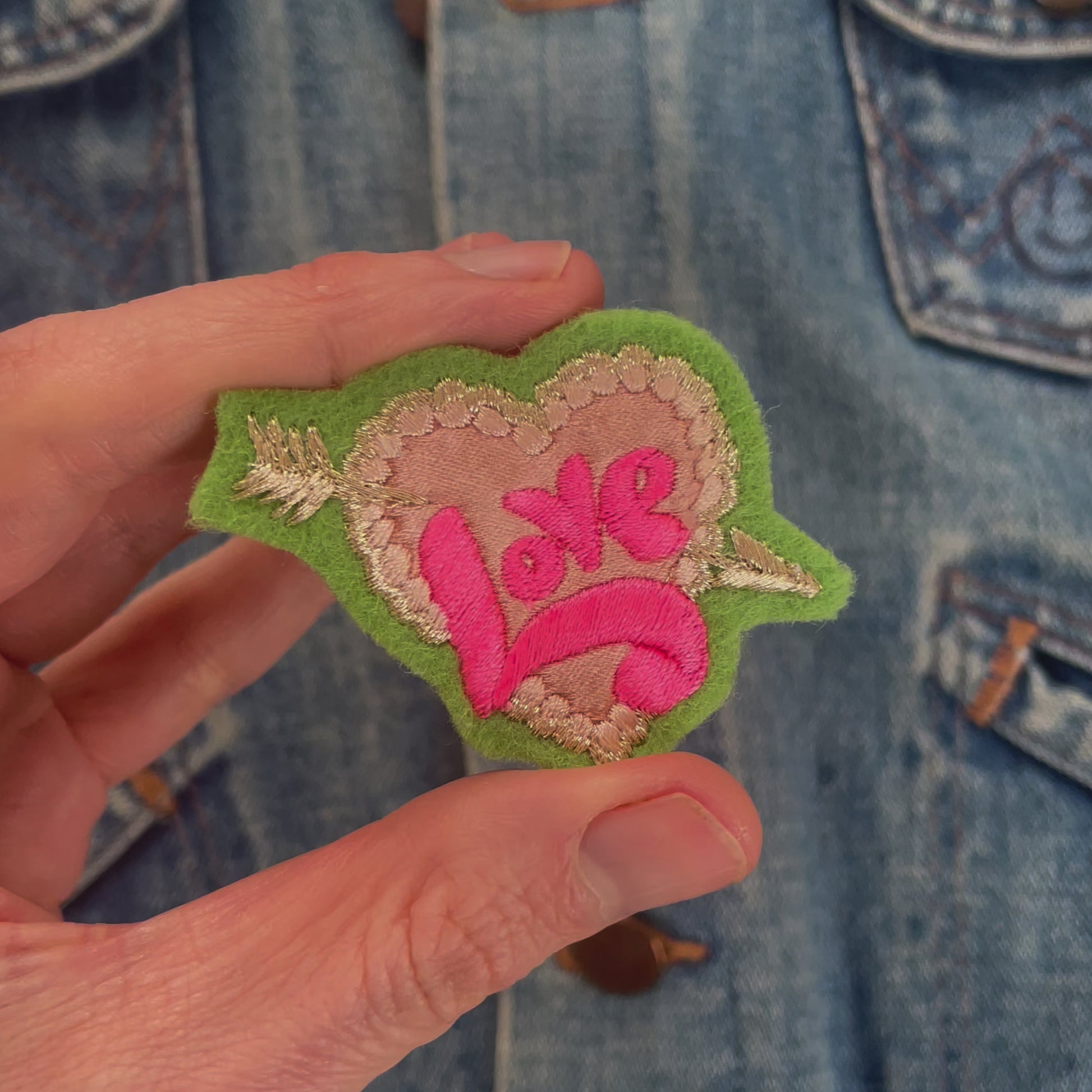 pink and green Love embroidered patch video
