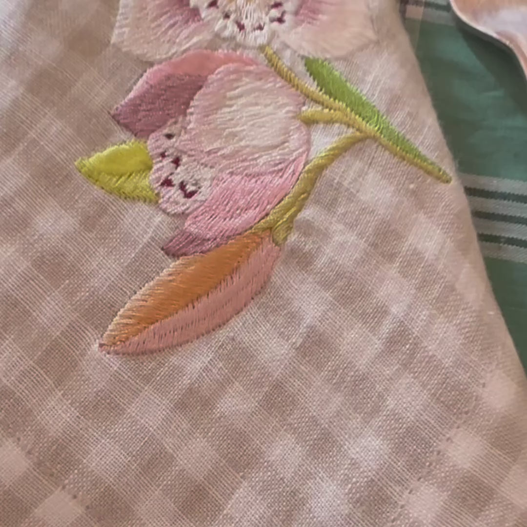 Video of embroidered napkins for 2025 pre-orders