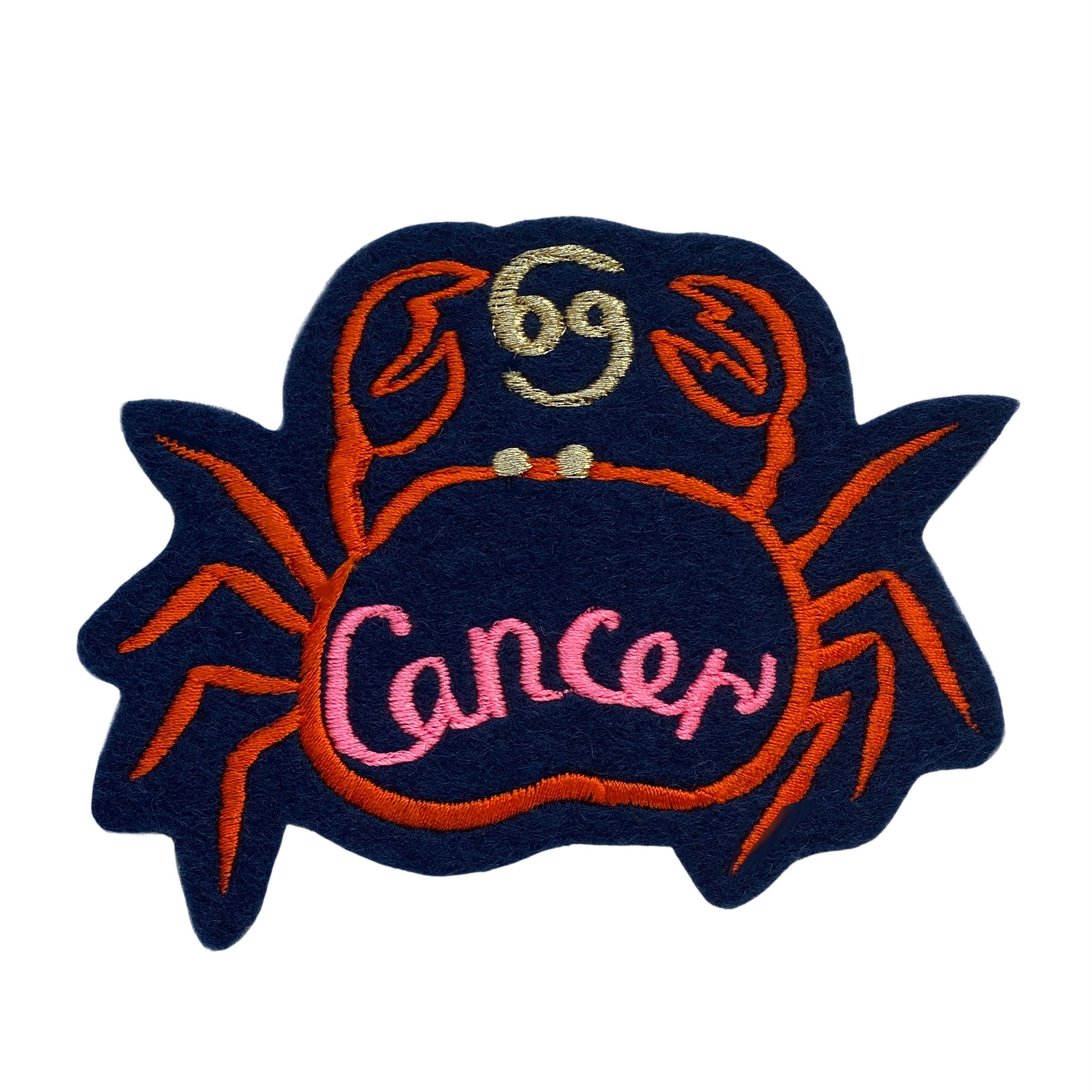 Cancer embroidered patch white background